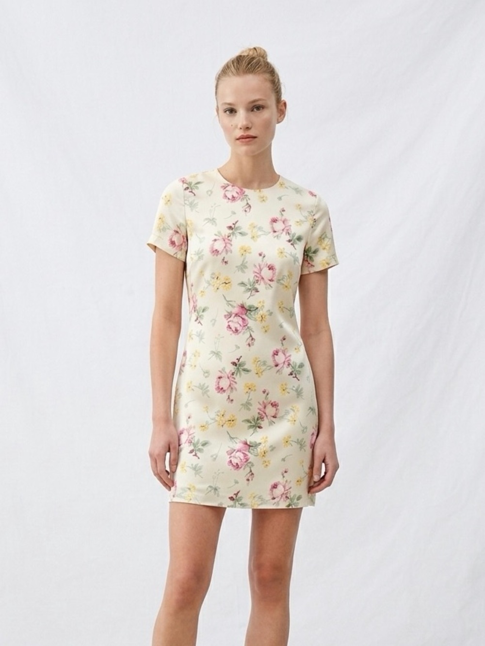 [Zara]  Floral Rose Printed Satin Dress